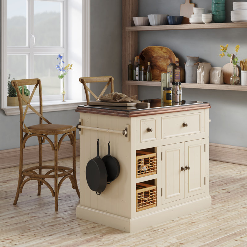 Three Posts™ Eloy Kitchen Island with Granite Top